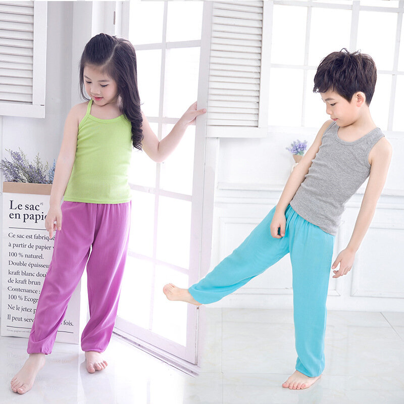 Pantalones antimosquitos para niños y niñas, bombachos sueltos de algodón y seda, ropa de verano, novedad