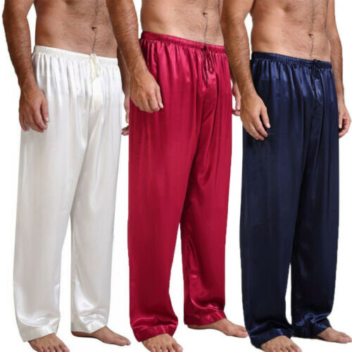 Calça solta de cetim para dormir masculina, pijama de seda, pijama doméstico, roupa de dormir, novo, 4 cores, verão