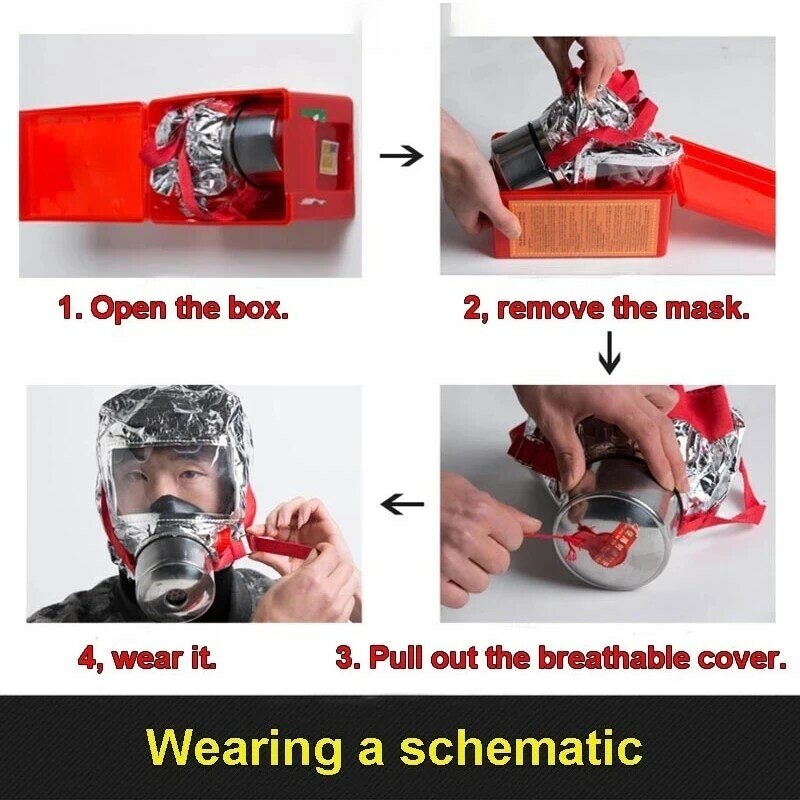 Masker keselamatan กันไฟฉุกเฉินใหม่30นาทีป้องกันการสูบบุหรี่หน้ากากป้องกันก๊าซพิษฝุ่นหน้ากากช่วยหายใจคาร์บอนสำหรับใช้ในบ้าน