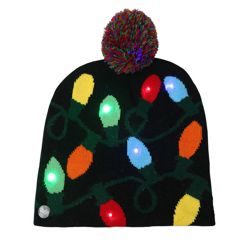 Noël chapeau LED Bonnet Bonnet En Tricot Allument le Chapeau De Noël pour Les Femmes Hommes Unisexe anta Noël Motif Casquette