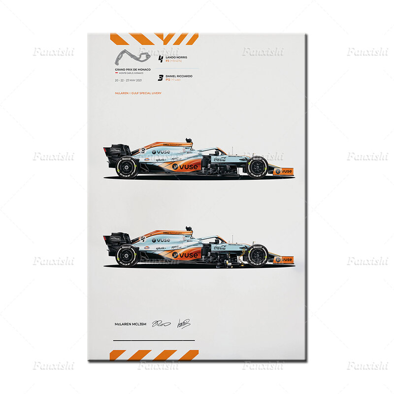 Modern F1 Car MCL35M Gulf Team- Legends F1 Poster Wall Art Canvas Painting Hd Prints Modular Pictures Living Room Decor Man Gift