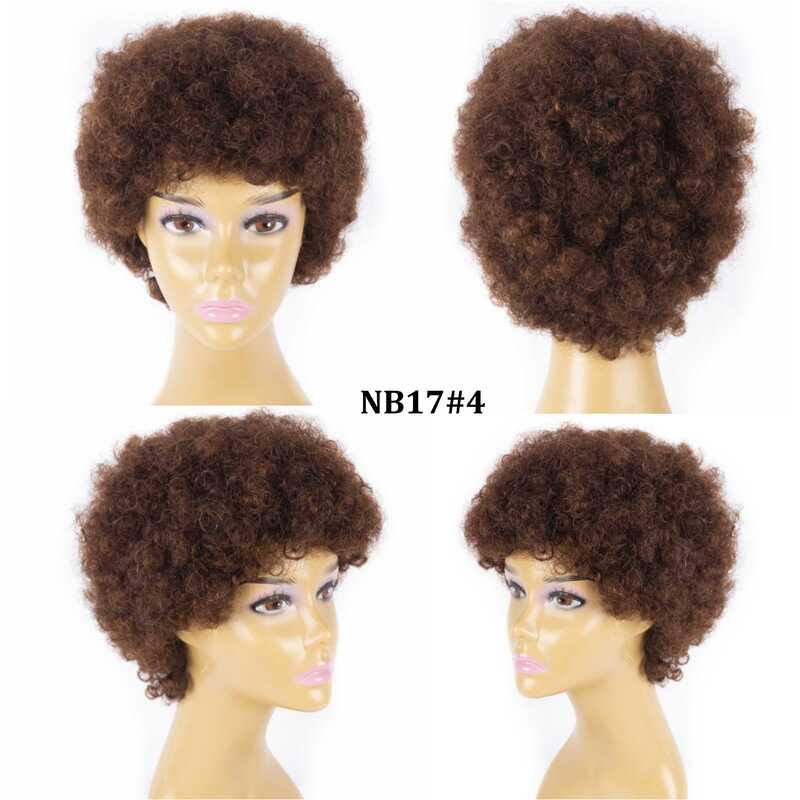 Wig keriting Kinky Afro pendek, Wig rambut manusia 100% kasual untuk pesta wanita hitam, Wig rambut manusia murah