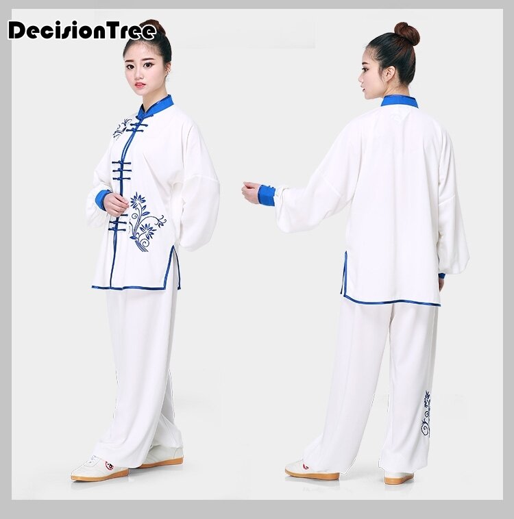2023 Martial Arts Set Taiji Kungfu Kleding Mannelijk Vrouwelijk Bamboe Borduurwerk Katoen Lange Mouw Martial Art Uniform Pak