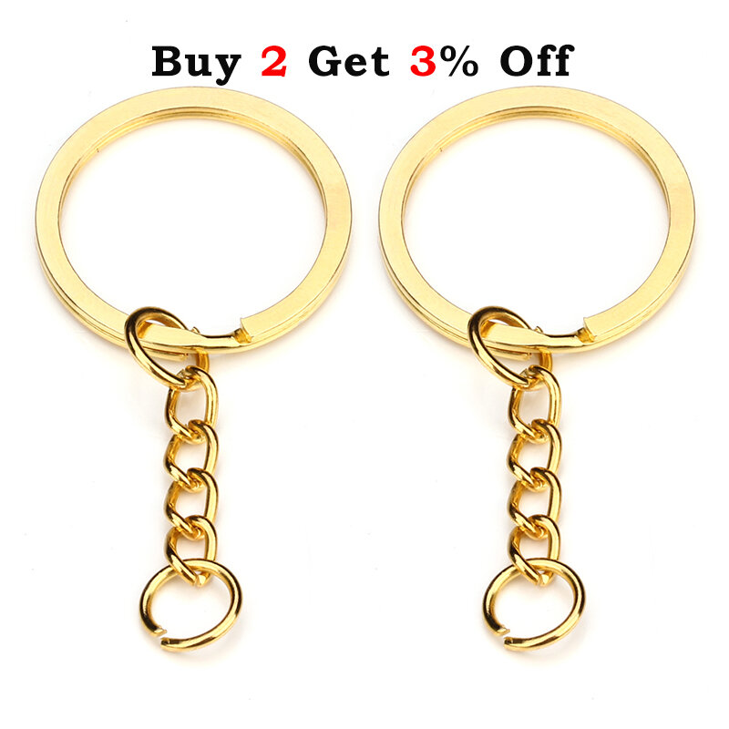 5-20pcs Gold Color Key Chain Key Ring Bronze Rhodium 28mm Long Round Split Keyrings Keychain For DIY  Jewelry Making Wholesale