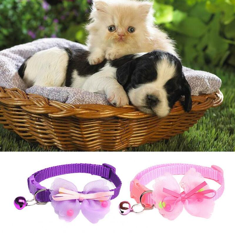 Collare per animali domestici collo regolabile con decorazione a nodo a fiocco collare per cuccioli di gattino piccolo con campana c7.5x