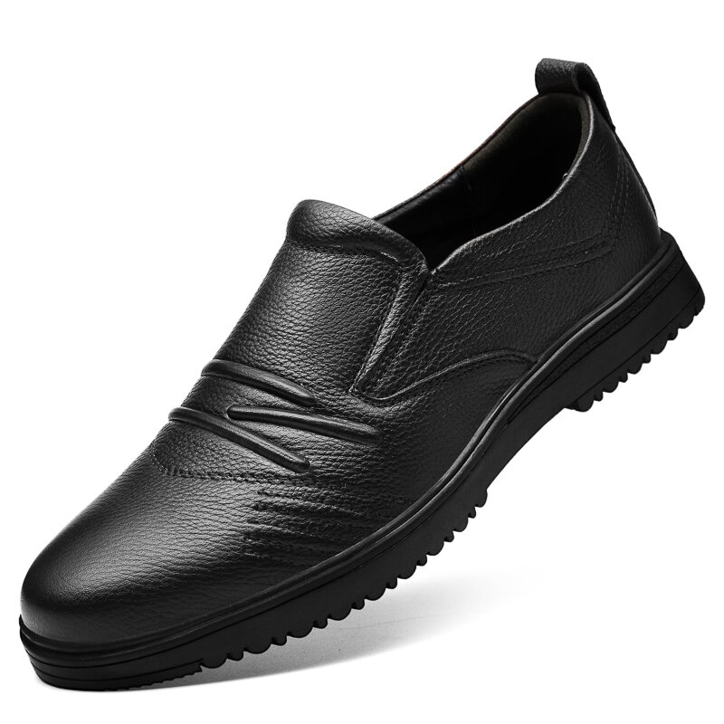 2022 nowe zimowe męskie skórzane oddychające płaskie skórzane buty na co dzień miękka podeszwa z miękkiej skóry biznes leniwe buty