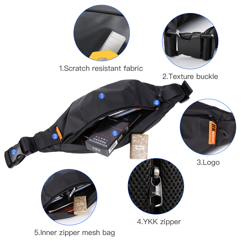 Hk-メンズ多機能スポーツバッグ,ウエストバッグ,電話ベルト,防水,カジュアル