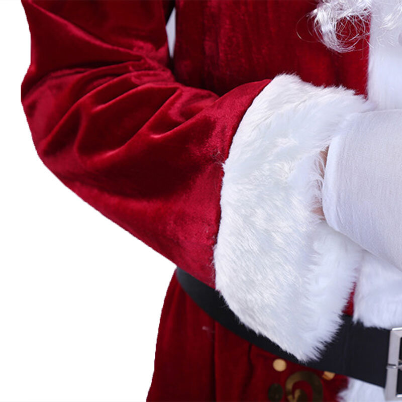 Erwachsene Weihnachten Cosplay Kostüme Weihnachten Santa Claus Anzug Red Deluxe Samt Phantasie 9 stücke Set Xmas Party Mann Kostüm Party tragen
