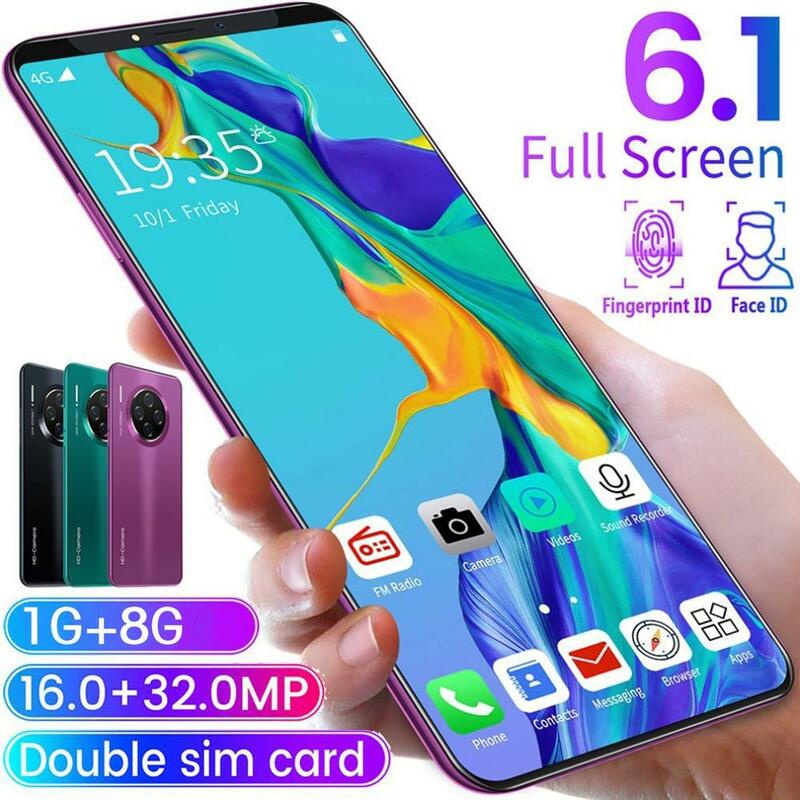 6.1 Polegada smartphone para mate33 pro tela grande android 9.1 smartphone hd display 8 núcleos 4500 mah 1 gb + 16 gb hd câmera do telefone móvel