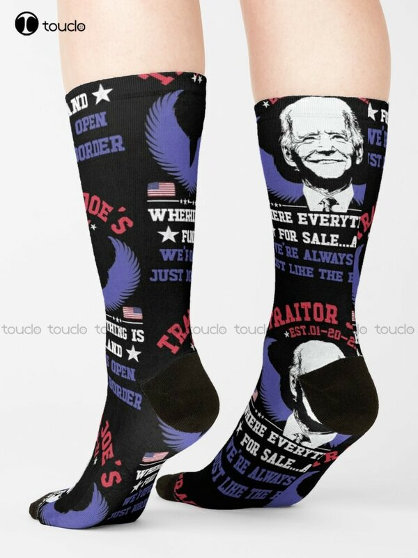 Fjb Biden Lied Anti Democrat Anti Biden Socks Mens Soccer Socks Personalized Custom Unisex Adult Teen Youth Socks Fashion New