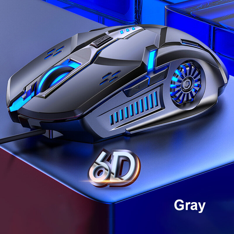 Профессиональная геймерская игровая мышь 6D 3200DPI, регулируемый проводной оптический светодиодный компьютерный usb-кабель, бесшумная мышь для...