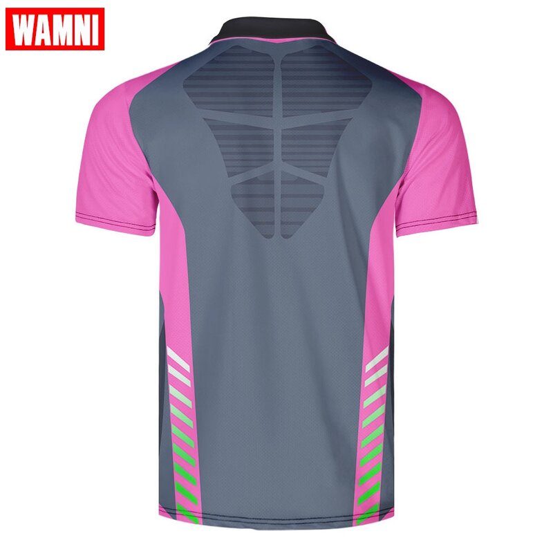 WAMNI marca de secado rápido bádminton camiseta Harajuku 3D Polo camisa deportiva de rayas sueltas Casual Unisex Bodybuilding macho Polo- camisa
