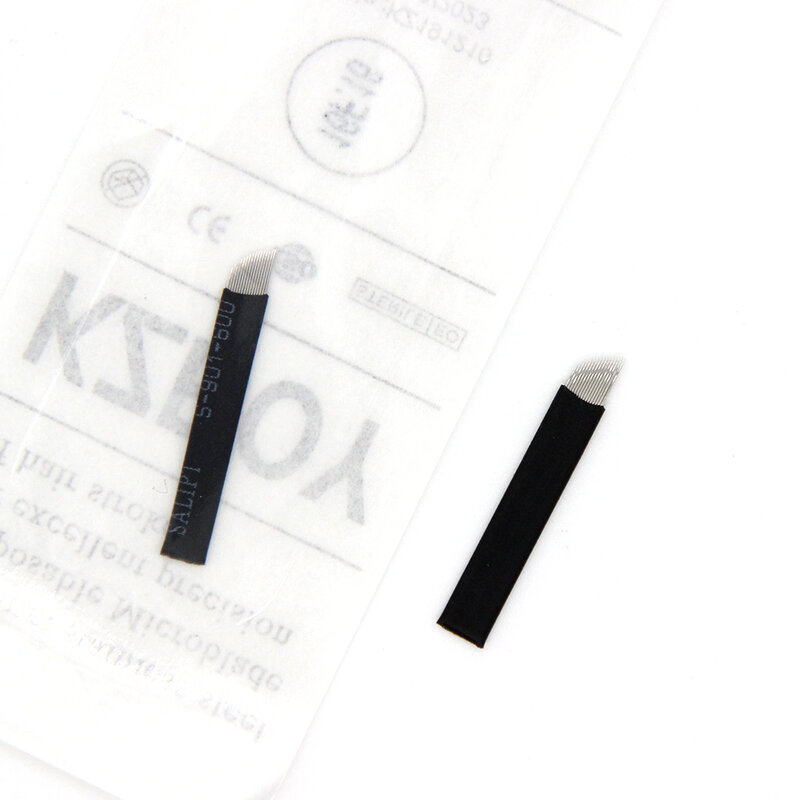 KZBOY 매우 얇은 0.16mm 마이크로블레이딩 바늘 16S 일회용 마이크로블레이드 개별 패키지 영구 메이크업