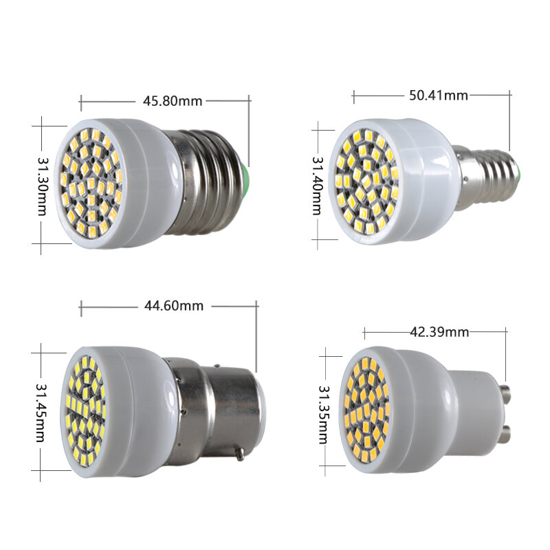 ミニled電球ライトE27 E14 GU10 B22 110v 220v 3 ワットスポットライトトウモロコシライトlampadina 180 度スーパーでなくランプ家庭の照明