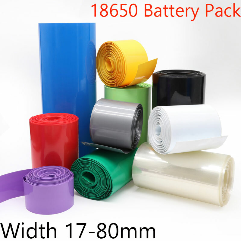 Gaine d'isolation en PVC, Film thermorétractable pour batterie au Lithium 18650, 17mm ~ 80mm