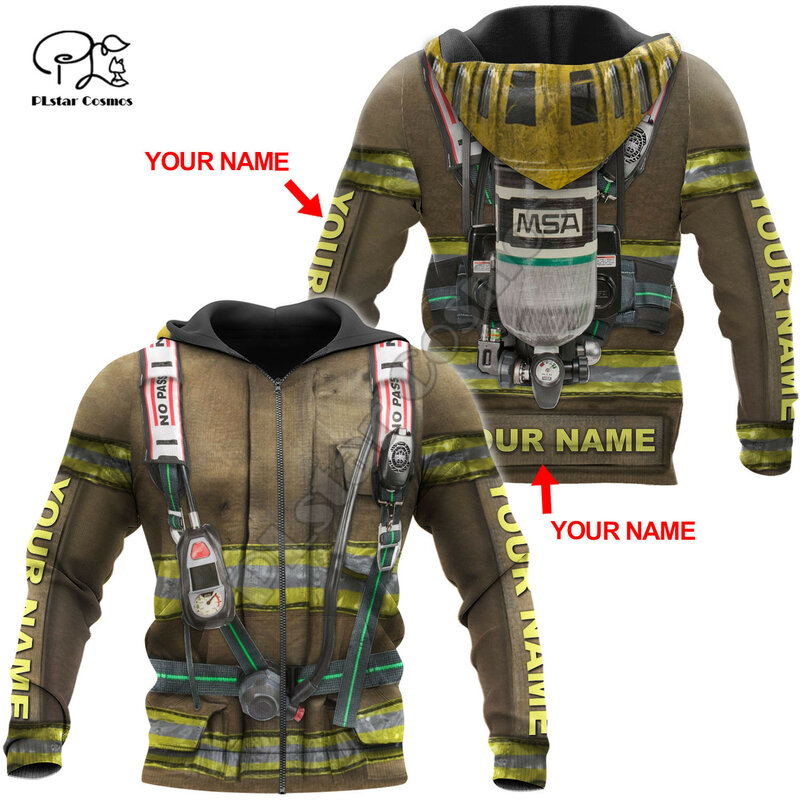 Plstar cosmos incrível bombeiro terno bombeiro 3d impressão moletons moletom zip com capuz para homem e mulher casual streetwear q29