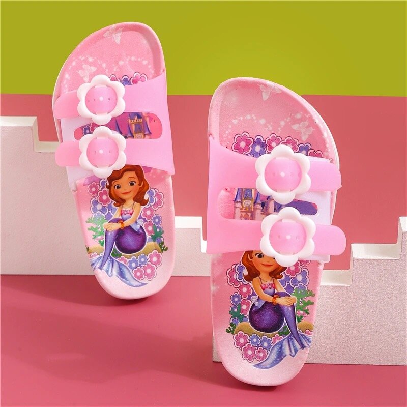 Летние сандалии и тапочки для девочек, модная верхняя одежда, Нескользящие Симпатичные детские тапочки для маленьких девочек с маргаритками
