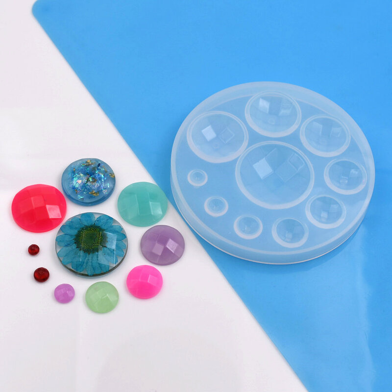 SNASAN-Molde de silicona para fabricación de joyas, herramienta de resina epoxi hecha a mano, colgante de cabujón Oblato de Media bola