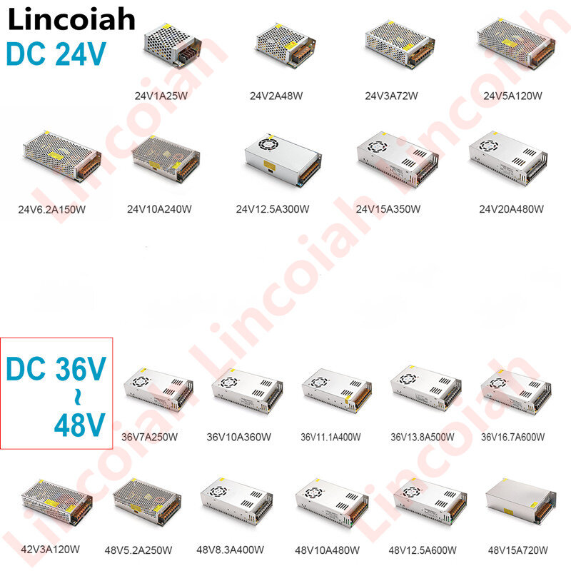 Przełączanie zasilania DC 5V 12V 24V 36V 48V 60W 360W 600W transformator światła AC 100-240V źródło Adapter SMPS do listwy LED CCTV