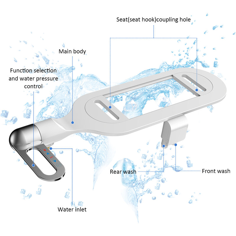 Bidet Toilet Duduk Baru Ringan Ultra-tipis Non-elektrik Ganda Nozzle Tekanan Air Disesuaikan