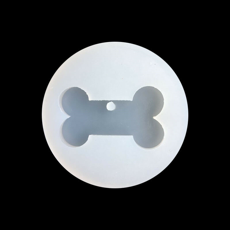 Molde de silicone para jóias, 2 peças, osso de etiqueta de cachorro com buraco, molde de silicone feito à mão, ferramenta de resina, moldes de resina epóxi