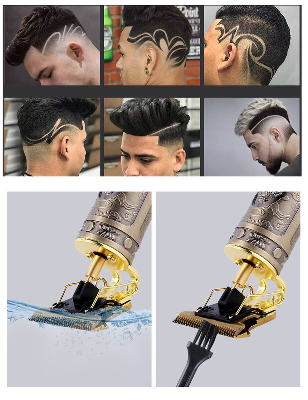 Barbeador elétrico sem fio profissional para homens, aparador de cabeça careca, barbeiro aparador de cabelo, cabeça de corte USB, 0mm, T9, 2022