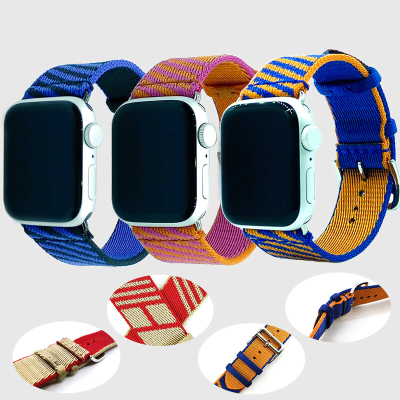 Nylon Braid Jumping Single Tour Watch Strap for Apple Watch 3 4 5 6 SE 7 8 38/40mm 41mm 42/44mm 45mm 49mm Watch Band for iWatch