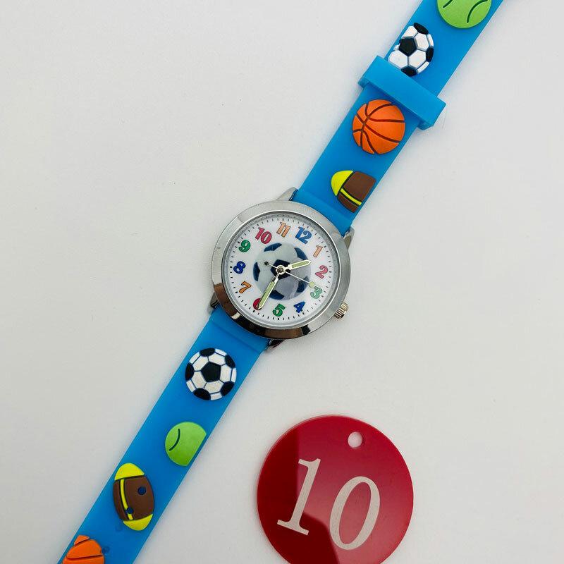 Letni zegarek dla dzieci na co dzień chłopcy kochają 3D Cartoon piłka nożna Dial analogowy zegar kwarcowy dziewczynka silikonowy pasek do zegarka prezent