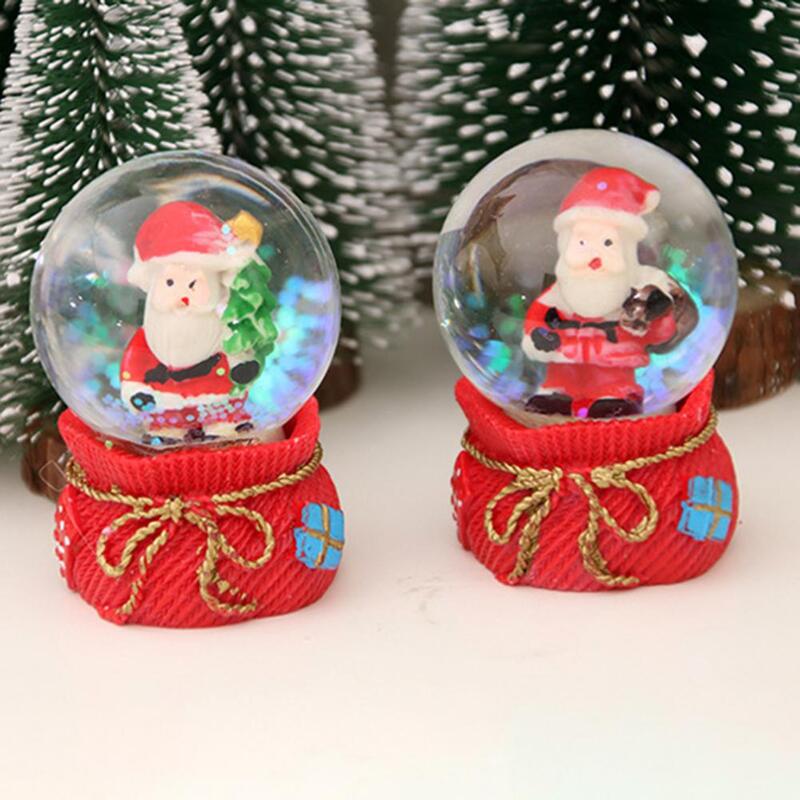 Eco-friendly Snowman Glass Ball com iluminação colorida Mini Christmas Snow Globe Snowman Statue Glass Snow Globe