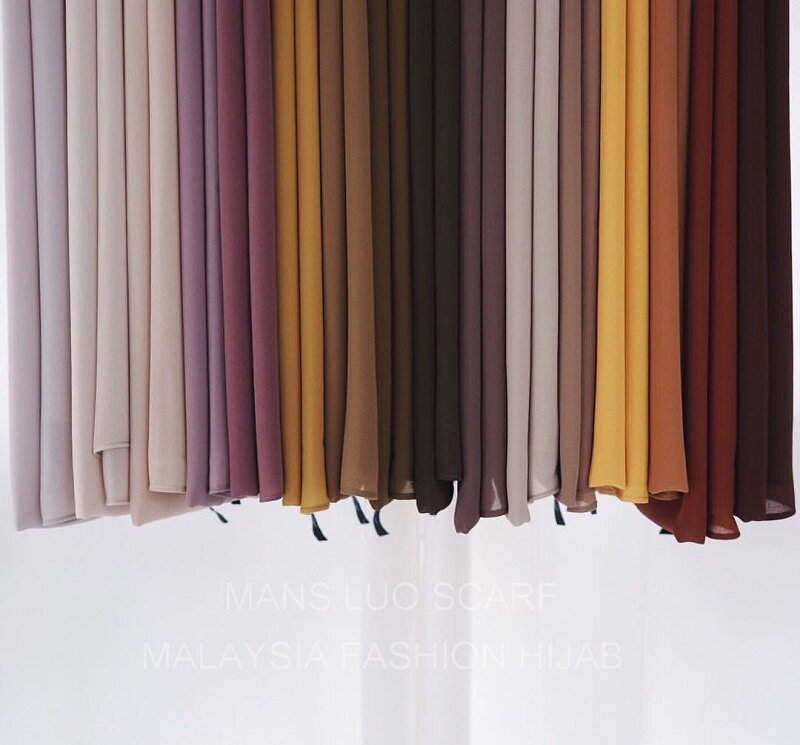 Pañuelo de gasa de Malasia para mujeres, de Color liso o sólido Hijab, de Mantón largo islámico, Pashmina, 175x70cm