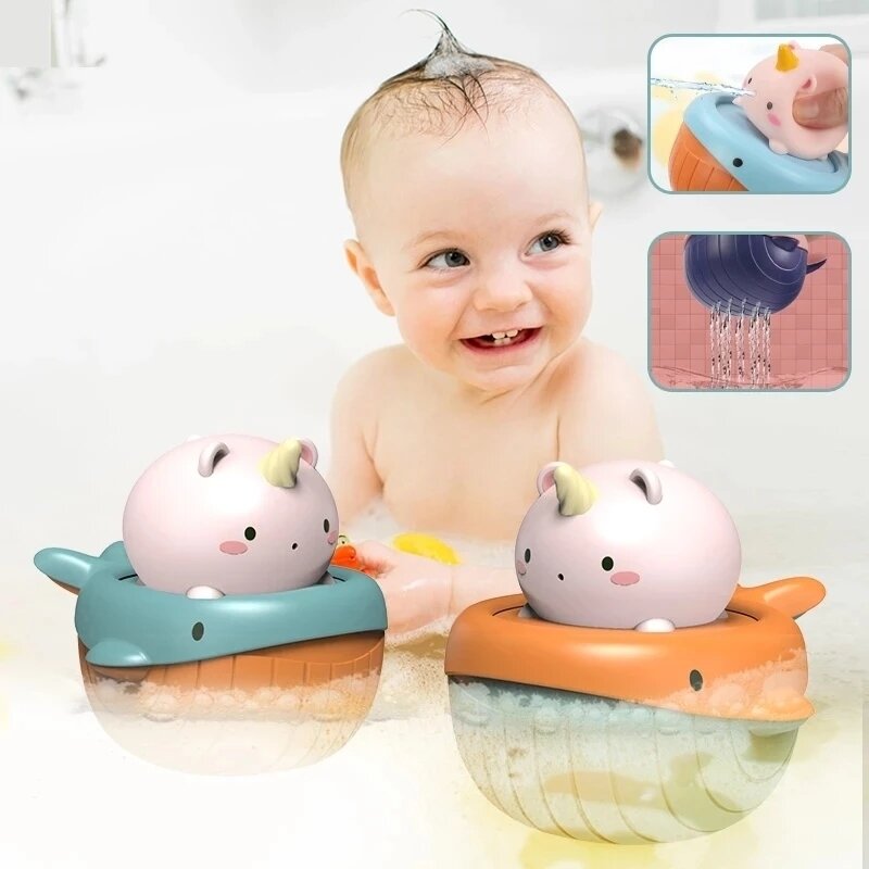 Zabawki do kąpieli dla niemowląt kaczki kąpielowe Cartoon Animal Whale Crab basen klasyczny łańcuch mechaniczna wodne zabawki dla niemowląt 0 24 miesięcy