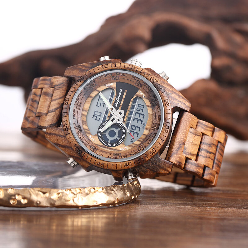 Shifenmei zegarki męski modny zegarek 2019 drewniany zegarek marki luksusowy chronograf Sport zegarki drewniany zegarek męski zegarek damski