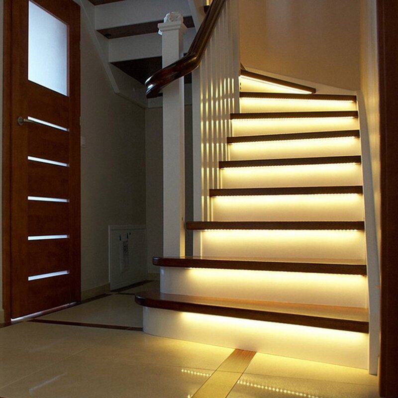 Luz LED inteligente para escaleras debajo de la cama, 3M, 2M, 1M, Sensor PIR, Detector, Control inteligente, lámpara de pared, armario, cocina