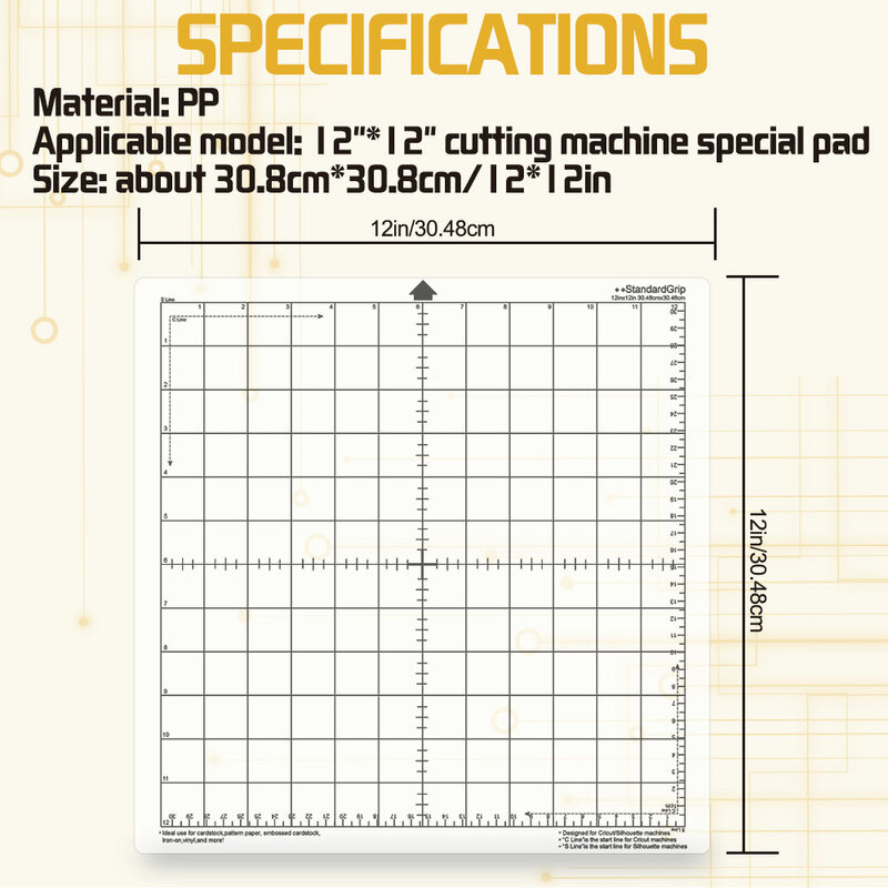 Schneiden Matte für Cricut Erkunden Air 2/Maker Standardgrip,12x12 zoll für Silhouette-Cameo Adhesive Non-slip Flexible Gridded Matten