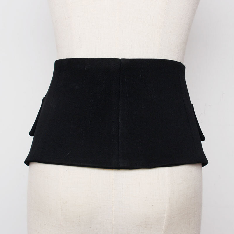 Ceinture en tissu élastique pour femmes, Style japonais, boutons à la mode, ceinture de taille large pour chemise décorative