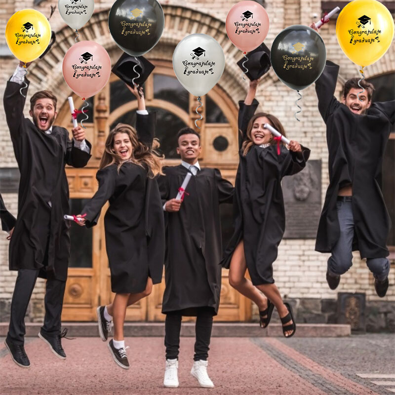 2023 Abschluss ballons schwarzer Arzt Hut Kappe Latex Konfetti Ballon für Schule Glückwunsch Grad Party Dekor liefert Brief Globos