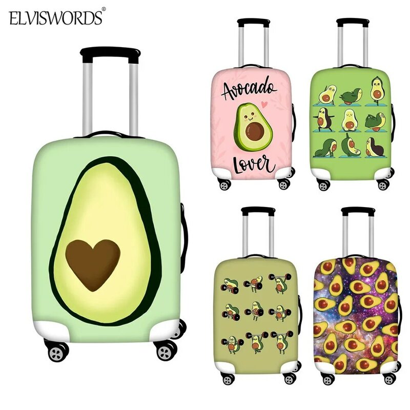 ELVISWORDS Cute Avocado Luggage Cover Elastic Waterproof Zipper Travel Accessories Suitcase Protector Apply to 18-32 Inch