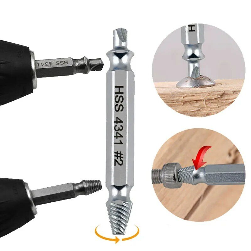 6pcs Damaged Screw Extractor Drill Bit Set Stripped Screws Extractor Easy Take Out Broken Screw Bolt Remover Demolition Tool Set