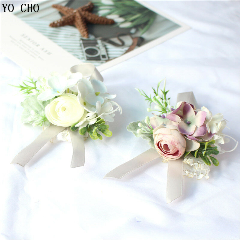Putih Pink Groom Boutonniere Pria Sutra Bunga Kancing Bunga Pernikahan Korsase Pin Pernikahan Saksi Pernikahan Korsase Aksesoris