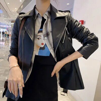 Tao Ting Li Na Women Spring Genuine Real Sheep Leather Jacket R6