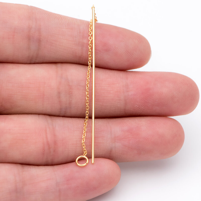 10 قطعة داينتي الذهب الأذن خيوط سلسلة أقراط ، إيرواير الموضوع مع القفز الدائري (GB-1299)