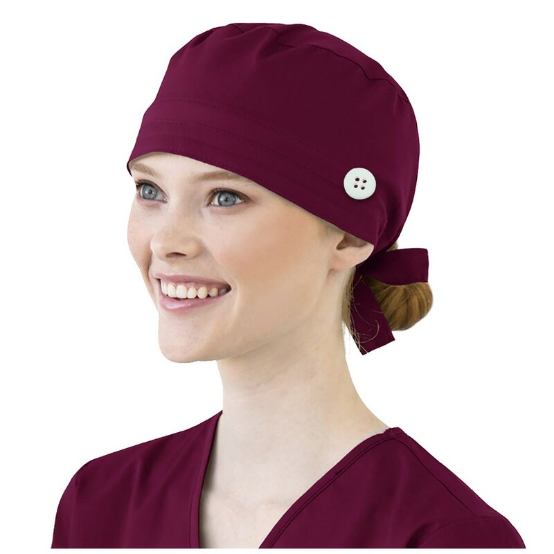 Women Cotton Bandage Adjustable Scrub Cap Sweatband Bouffant Hat Men