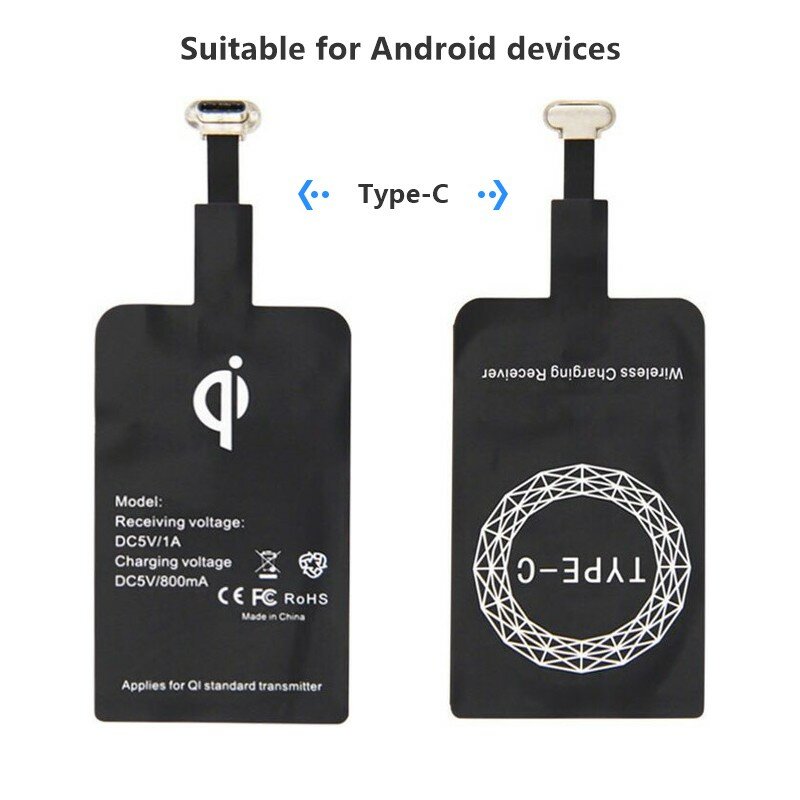 Récepteur de charge sans fil Qi léger pour Samsung, Huawei, Xiaomi, adaptateur de chargeur rapide universel Micro USB Type C