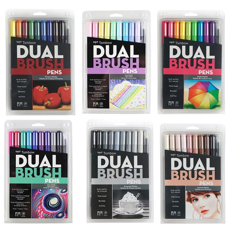 Japan Tombow ABT Soft Brush Pen Art Markers Set Professional Watercolor Drawing Marker Pens Caligraphy Lettering Dual Brush Pen
