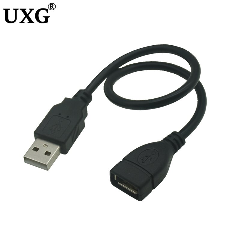 Cable adaptador de extensión USB 2,0, macho A hembra, macho A hembra, 90 ángulos, macho A hembra, color negro, 10cm, 20cm