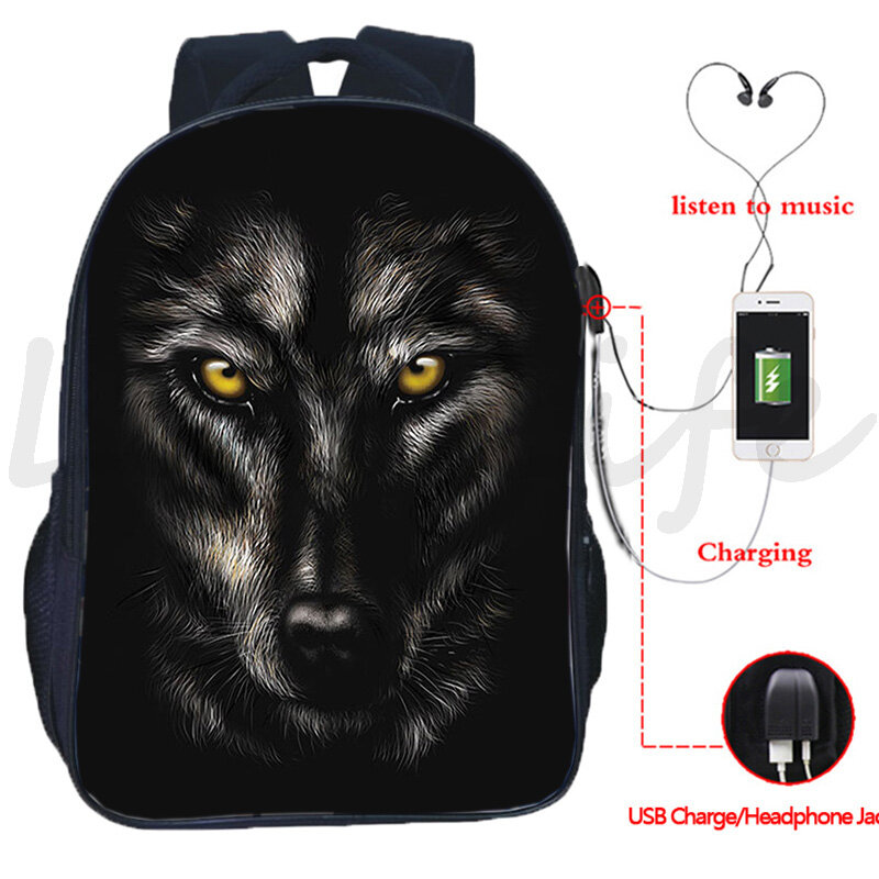 Custom สัตว์สิงโตกวางช้าง Zebra Horse กระเป๋าเป้สะพายหลัง USB กระเป๋าเป้สะพายหลัง3D การพิมพ์เป้หลังชายหญิงกระเป๋านักเรียน Bookbags