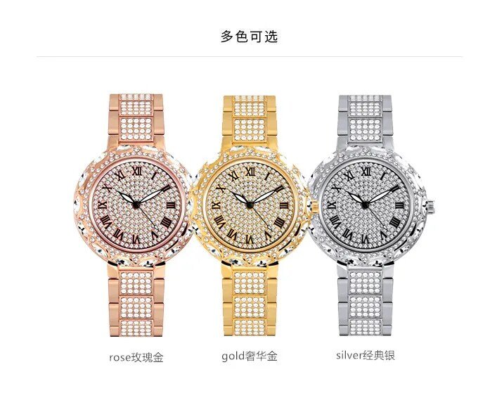 BSใหม่เต็มรูปแบบเพชรนาฬิกาผู้หญิงคริสตัลสุภาพสตรีนาฬิกาข้อมือนาฬิกาRelojes Quartzนาฬิกาสำหรับสุภ...