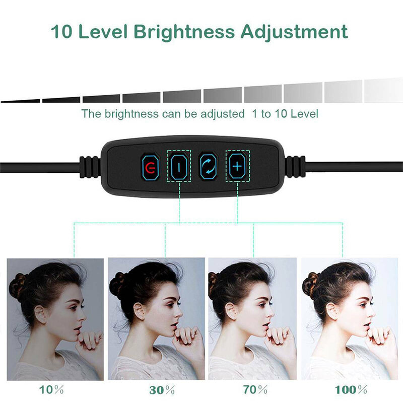 USB Vòng 12W 20Cm Phòng Thu Đèn LED Chụp Ảnh Vòng Đèn Ảnh Video Trang Điểm Đèn Bluetooth-Tương Thích Từ Xa nhôm Đứng
