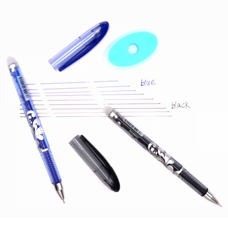 Conjunto de recarga de caneta apagável 53 drive, cabo lavável 0.5mm azul e preta, caneta em gel para escola, escritório, escrita e papelaria para estudantes