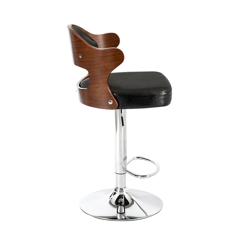 Taburete de Bar para café, sillas de ordenador, superficie de cuero PU, rotación de 360 grados, altura ajustable con reposabrazos, Color teca [US-Depot], 2 uds.